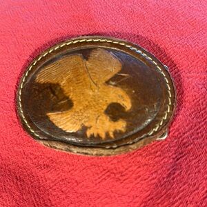 Vintage Western Leather Belt Buckle Eagle Embossed See pics for condition
